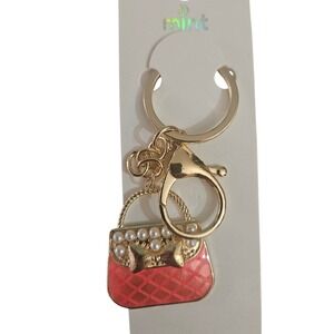 Mint Handbag Purse Charm Gold Tone Keychain Women